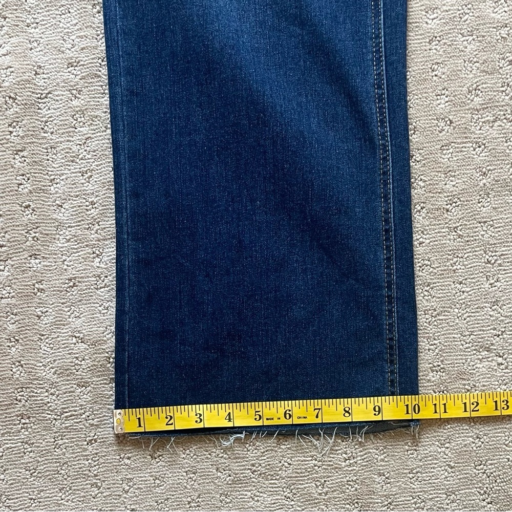 OAT‎ New York High Rise Wide Leg Denim Trouser, Rhinestone Detail, Raw Hem, Sz 2 - Picture 14 of 16